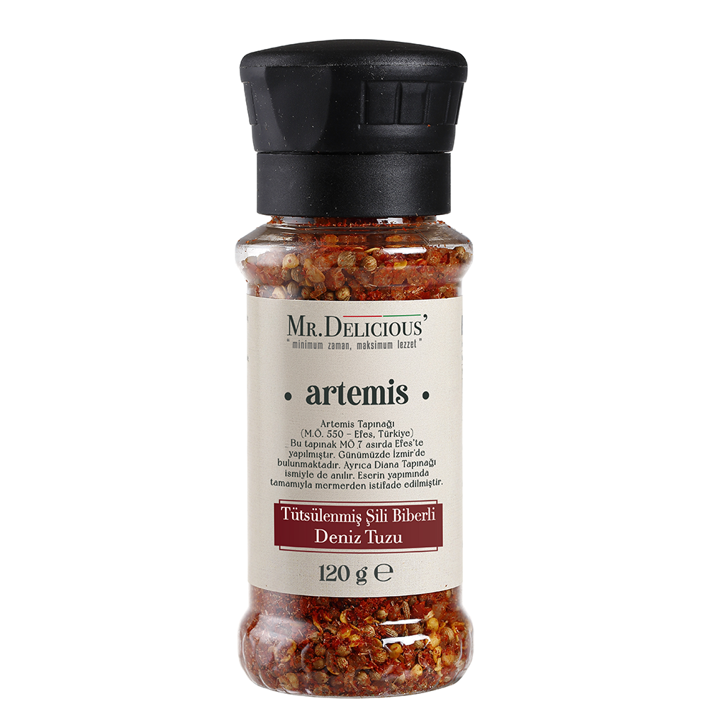 Tütsülenmiş şili biberli deniz tuzu 120 gr -artemis - (öğütme değirmenli)