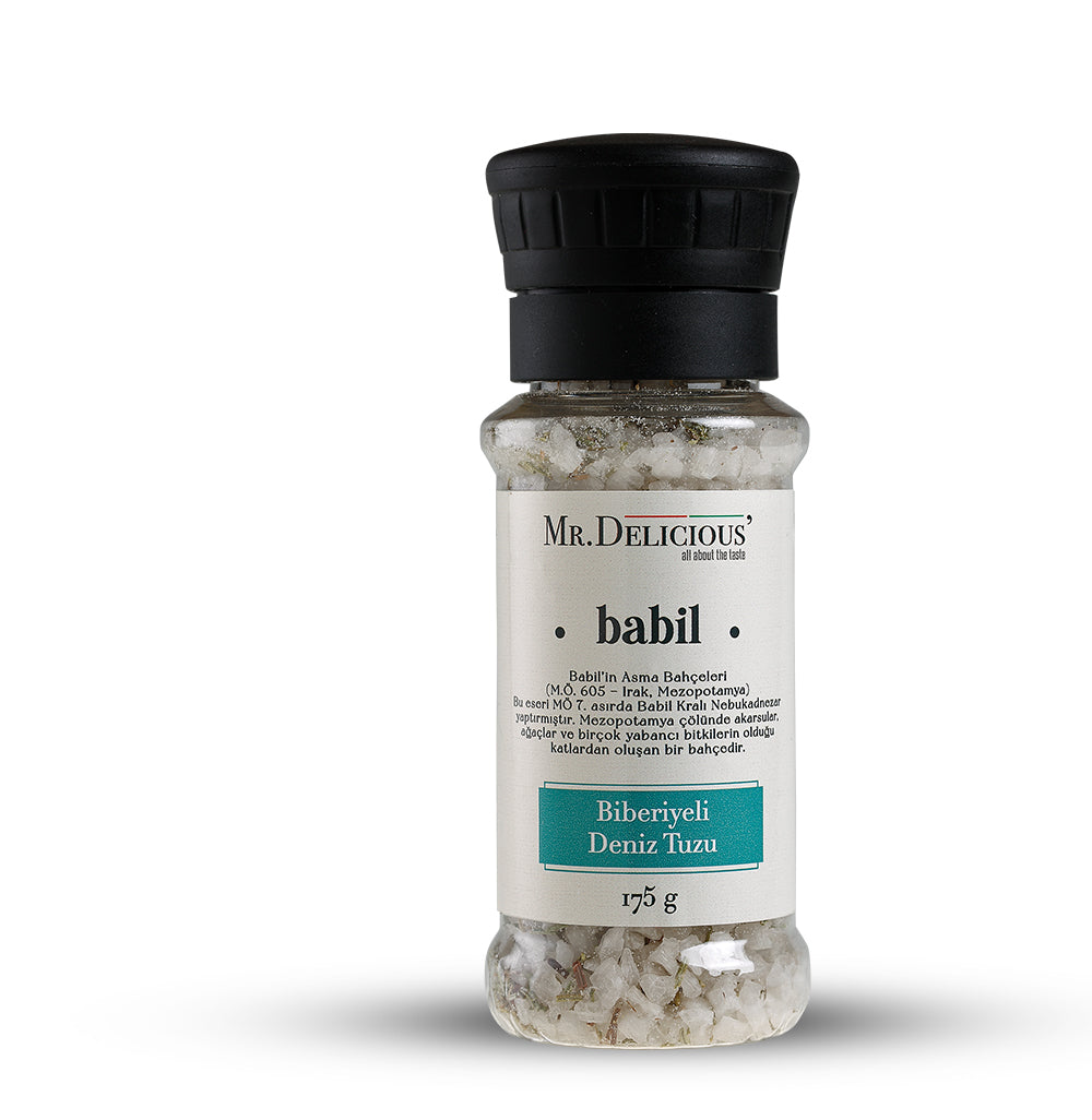 Biberiyeli deniz tuzu 175 gr- Babil- (öğütme değirmenli ambalaj)