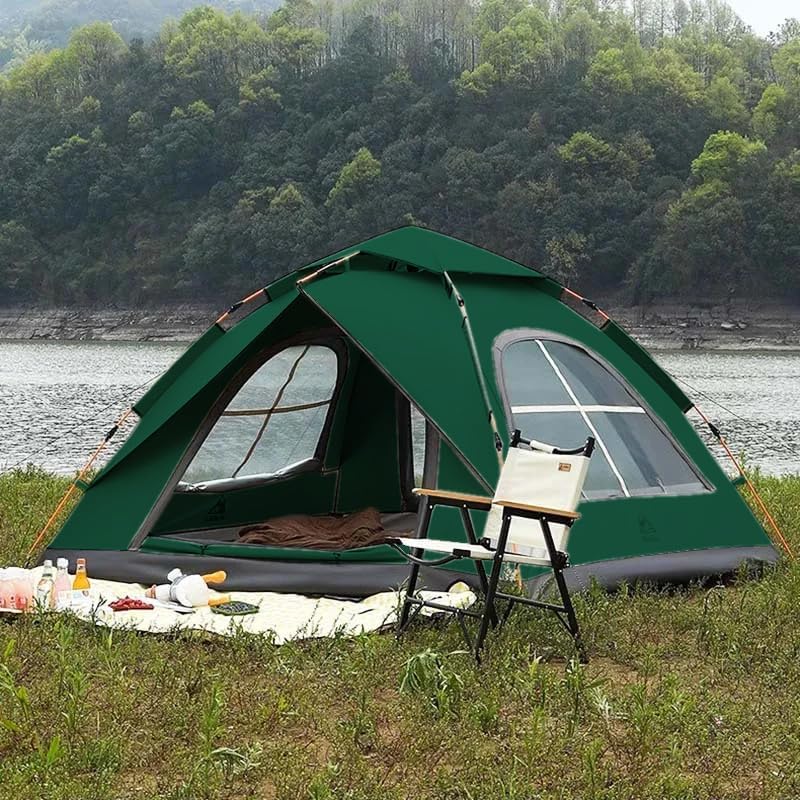 4 Kişilik Otomatik Çadır Çift Kapılı Sineklikli Su ve Rüzgar Geçirmez Çadır 220x200x145cm