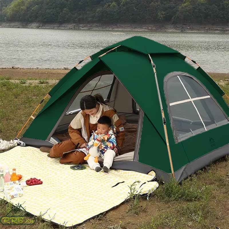 4 Kişilik Otomatik Çadır Çift Kapılı Sineklikli Su ve Rüzgar Geçirmez Çadır 220x200x145cm
