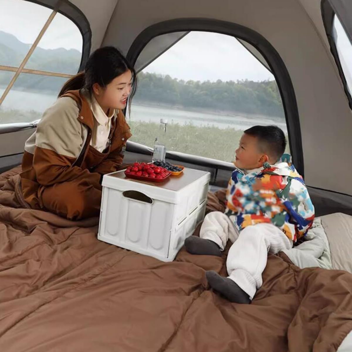 4 Kişilik Otomatik Çadır Çift Kapılı Sineklikli Su ve Rüzgar Geçirmez Çadır 220x200x145cm