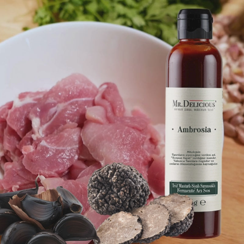 Trüf mantarlı siyah sarımsaklı fermente acı sos 255 gr -Ambrosia-