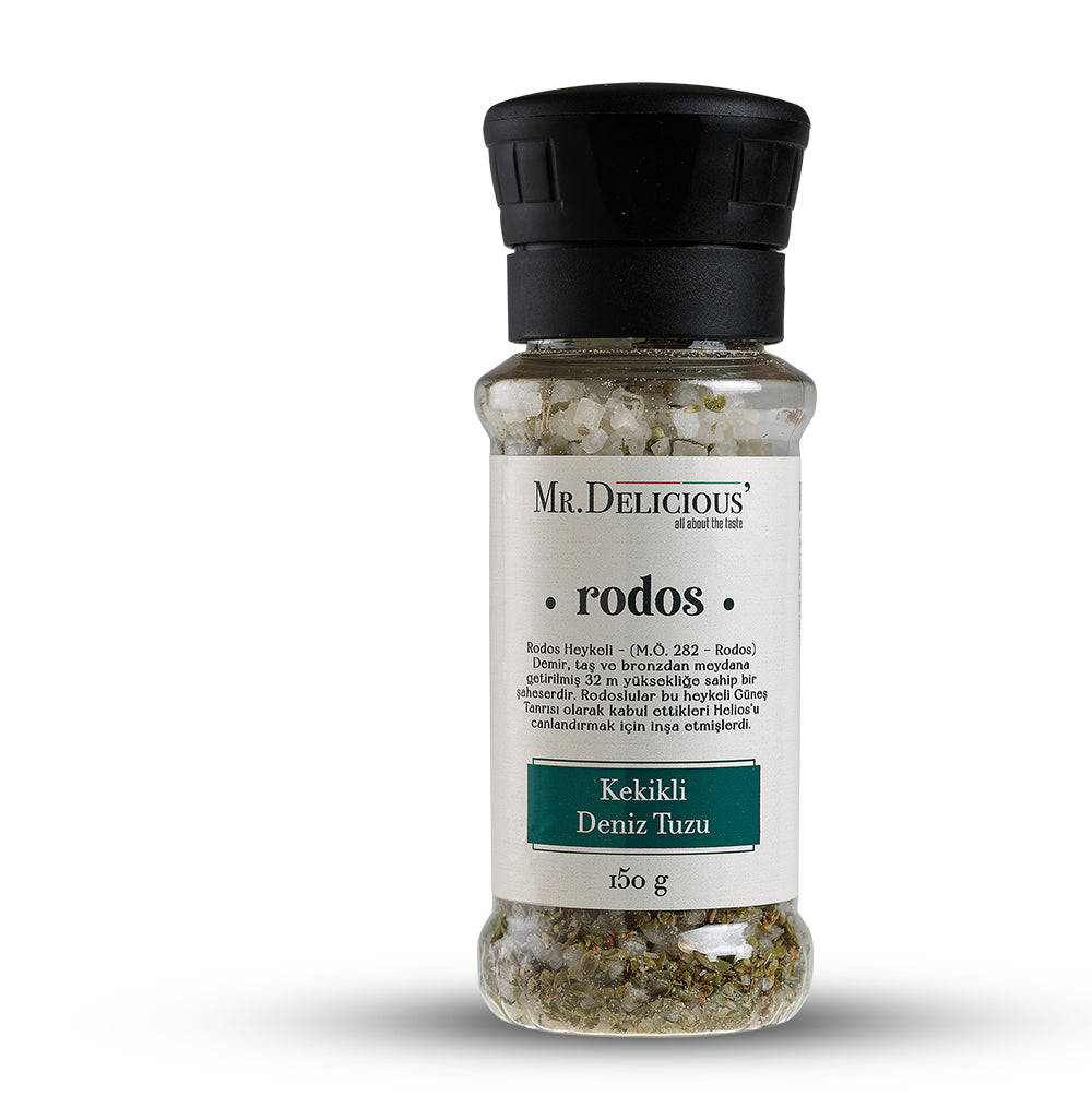 Kekikli deniz tuzu 150 gr -rodos- (öğütme değirmenli)
